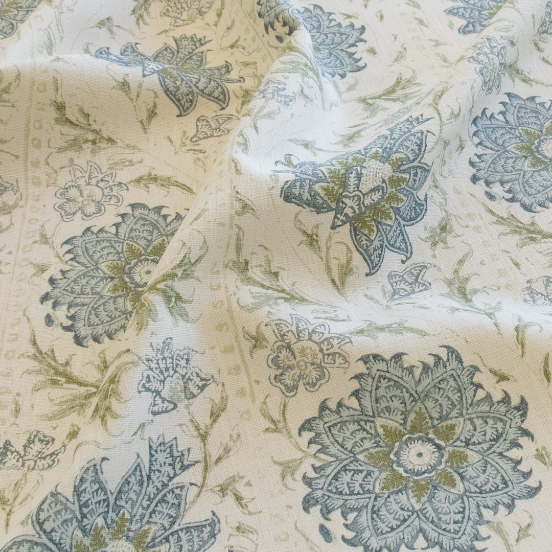 Lee Jofa Calico Vine Green Blue fabric