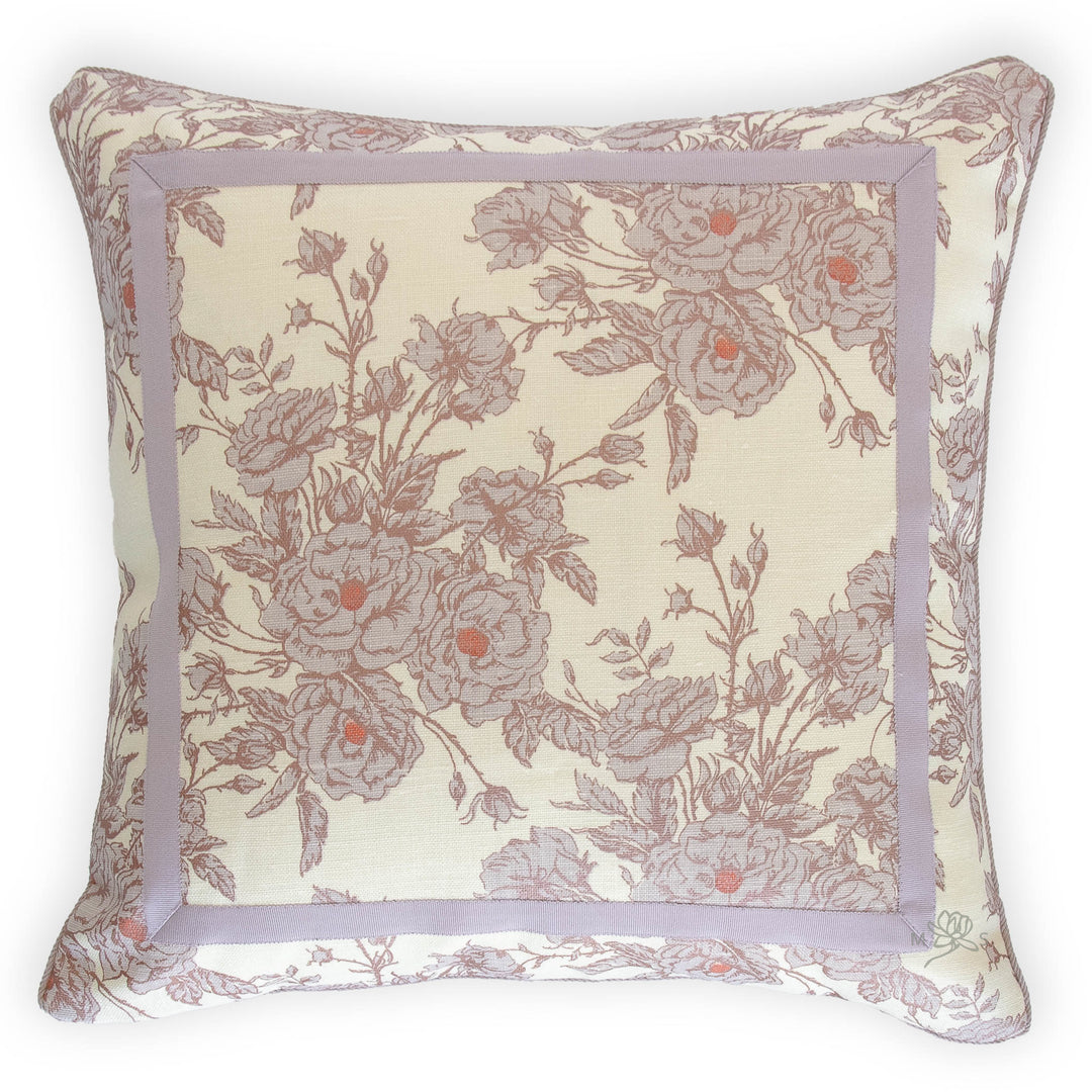 kk Harris chantilly minimalist lisbeth lilac custom designer pillow cover with mitered box tape and purple cording made in mississippi