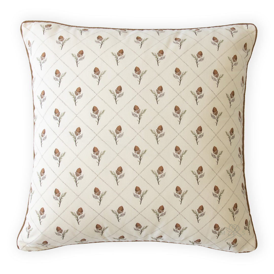 schumacher holden hand print cream custom designer pillow with cording