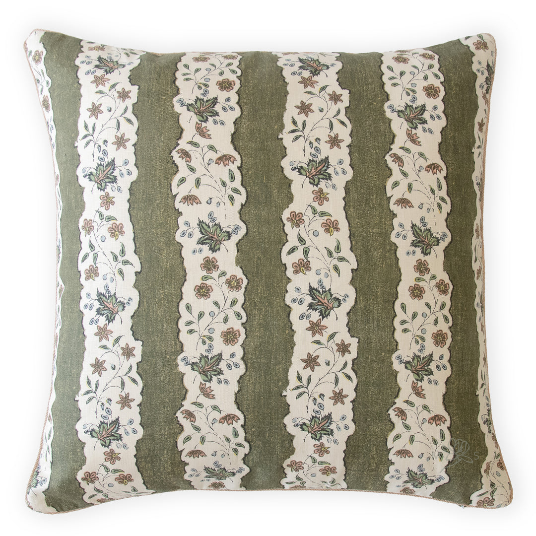jasper red oak stripe green custom designer pillow made in mississippi
