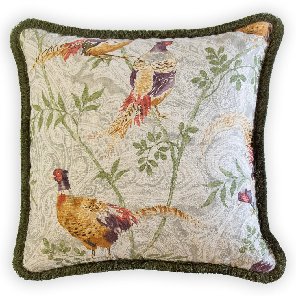 fabricut p kaufman pheasant autumn pillow with brush fringe