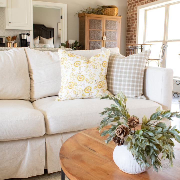 linen check plaid neutral pillow