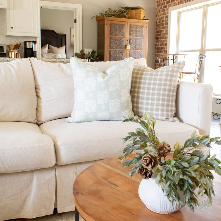 linen check plaid neutral pillow