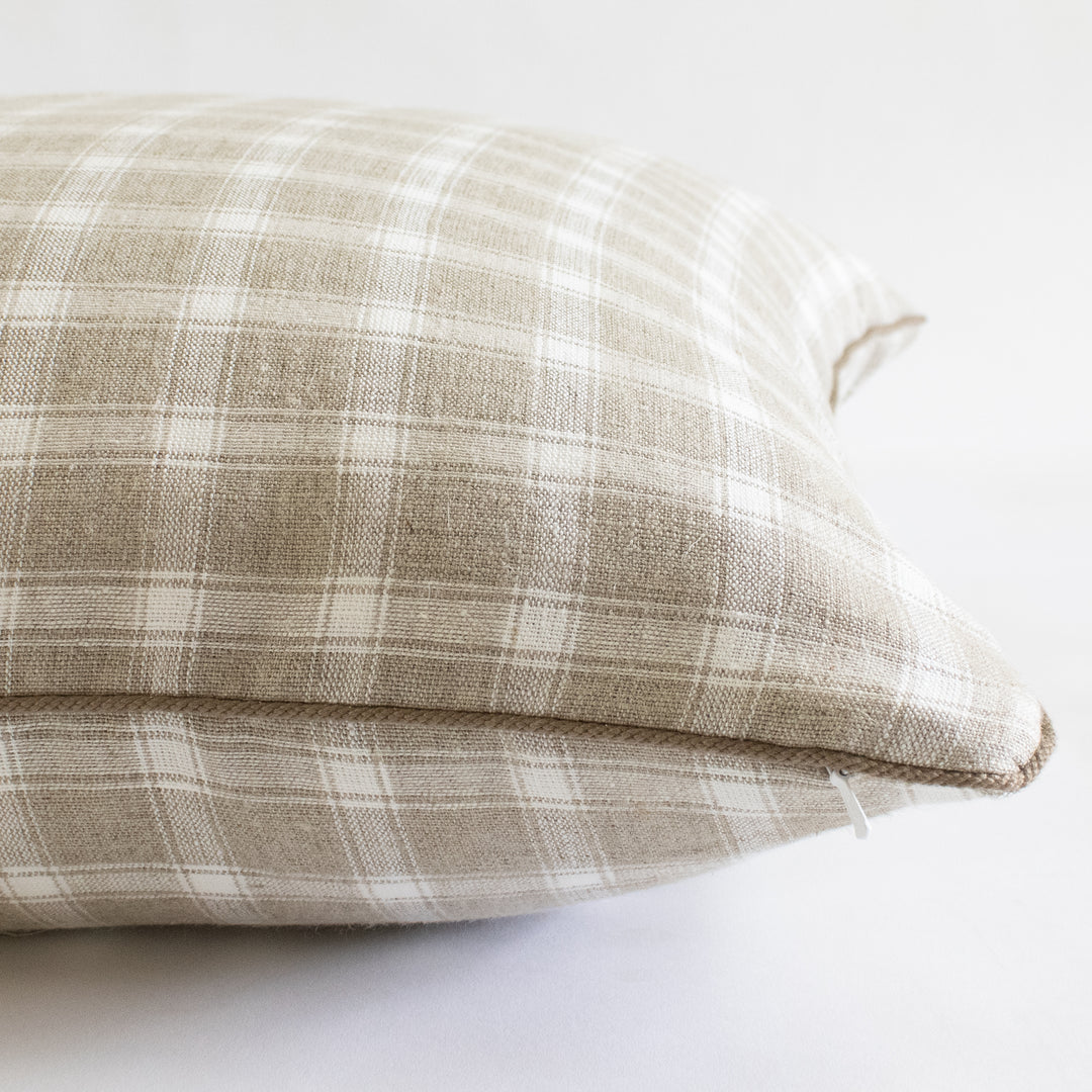 schumacher crawford linen check flax pillow