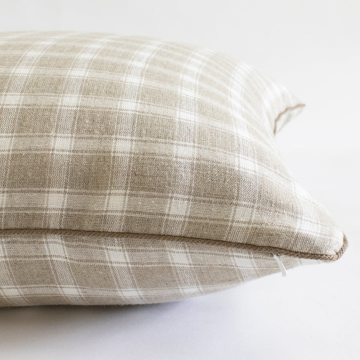 schumacher crawford linen check flax pillow