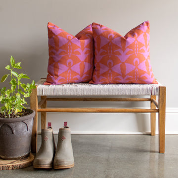 serena dugan capretto fushcia flame outdoor pillow