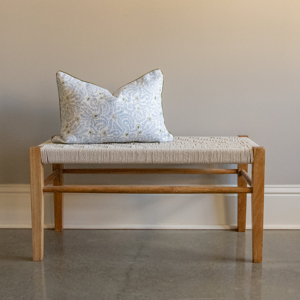 peter fasano indiennes lt blue lagoon/oyster pillow with contrast cording