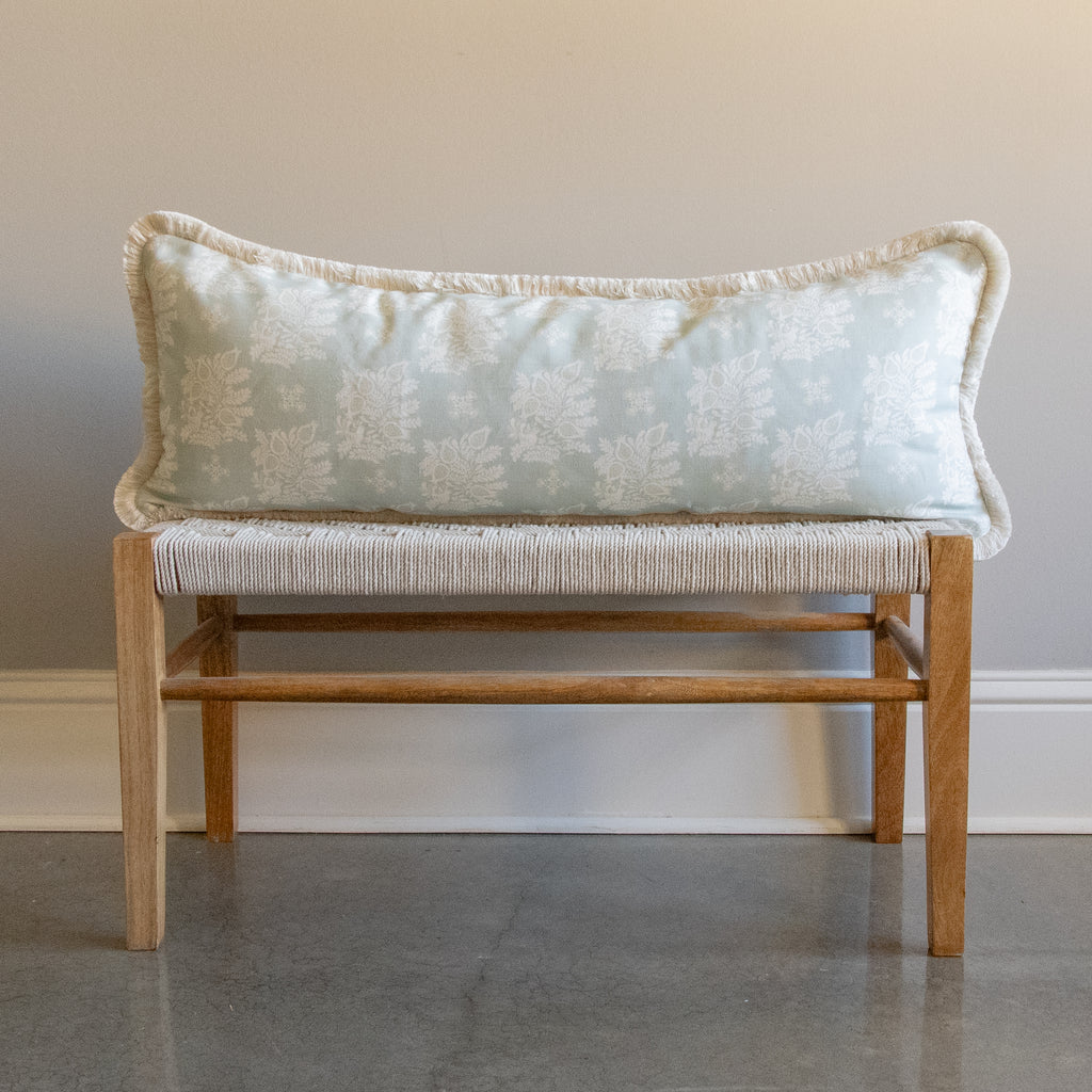 charlotte gaisford lucky fortune argent pillow with white brush fringe