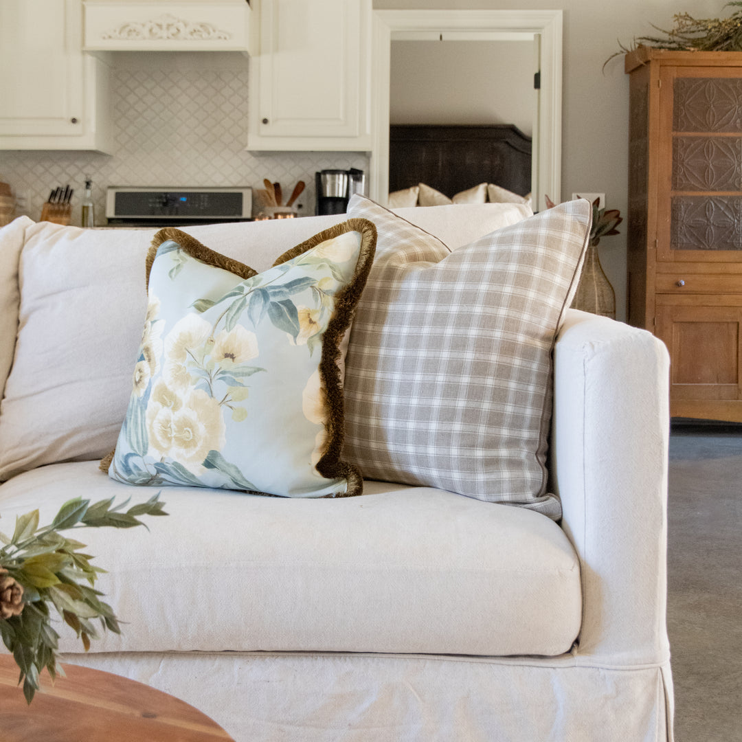 custom designer pillows with brush fringe and cording  made in mississippi