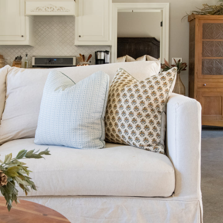 custom designer pillows with a Turkish corner  and cording  made in mississippi