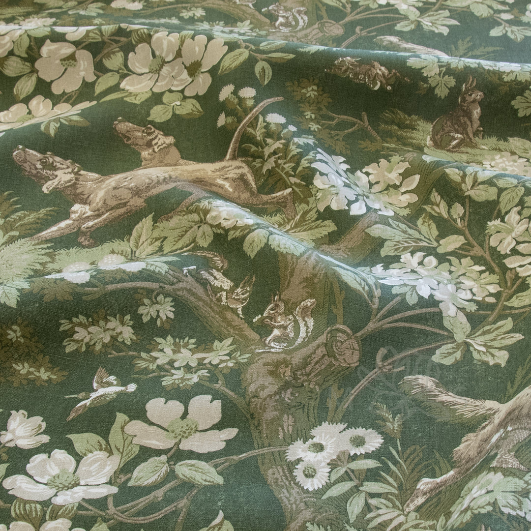 Schumacher Hound Meadow Forest fabric
