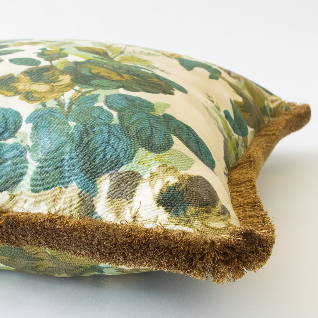 jasper grace willow custom designer pillow with gold brush fringe