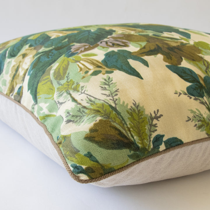 jasper grace willow custom designer pillow with dark brown contrast cording