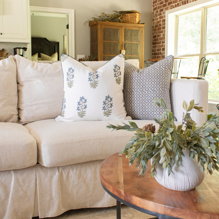 dark blue indigo geometric pillow
