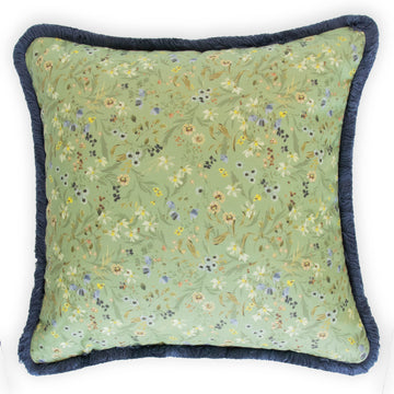 kelly ventura eden jade pillow with blue brush fringe