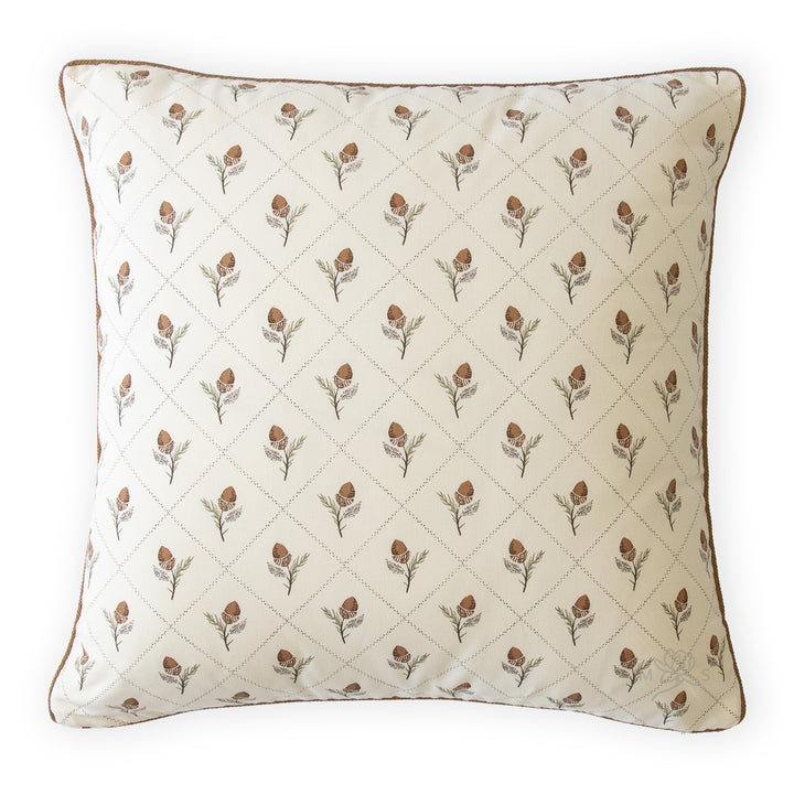schumacher holden hand print cream custom designer pillow with cording