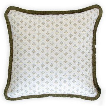 betsy constance French blue custom designer pillow cover with brush fringe made in Mississippi 