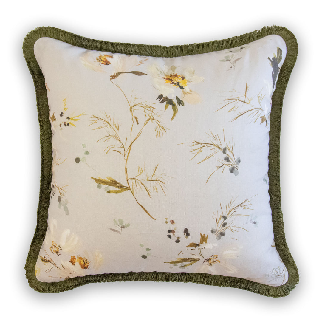 kelly ventura cosmos dew pillow with brush fringe