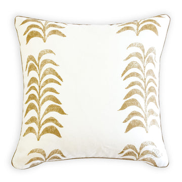 Custom Designer Throw Pillow Cover Made in Mississippi; Heather Chadduck Grand Frond Caramel Pillow Cover