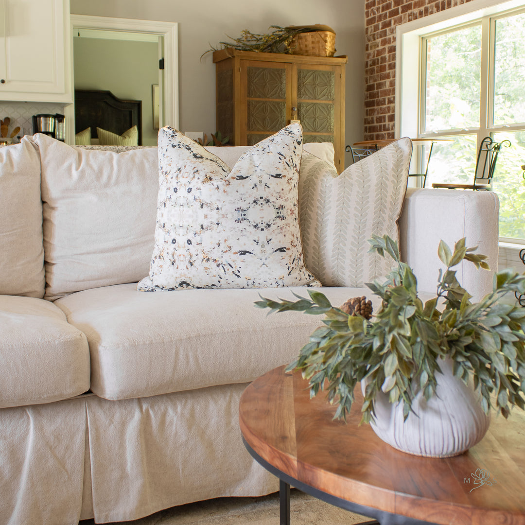 pink black brown abstract watercolor pillow