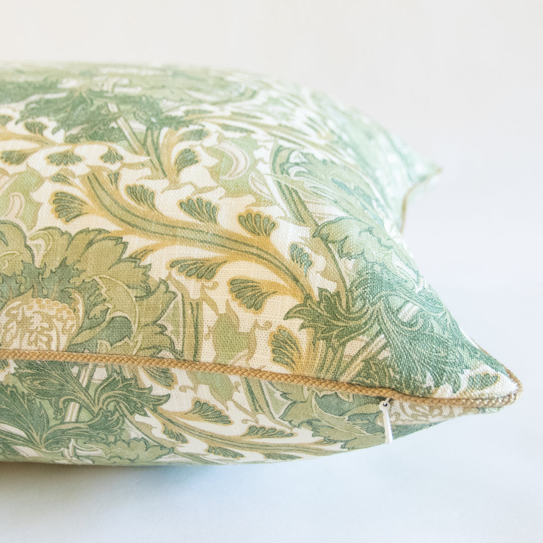 gpj baker little brantwood green custom pillow with contrast cording