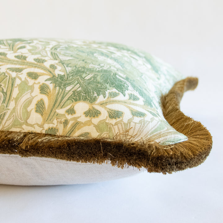 gpj baker little brantwood green custom pillow with brush fringe