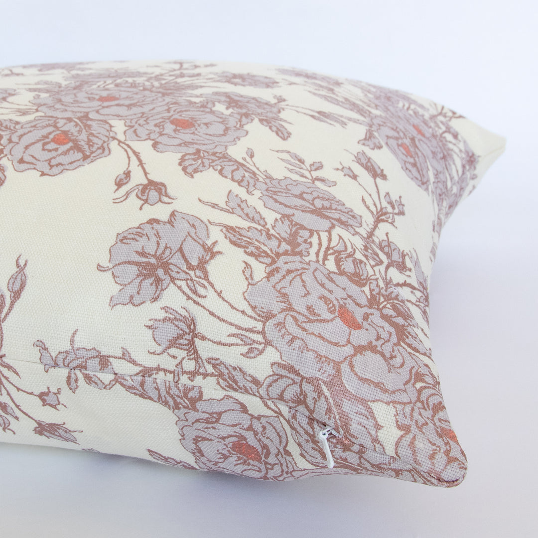 lilac and pink floral custom designer pillow