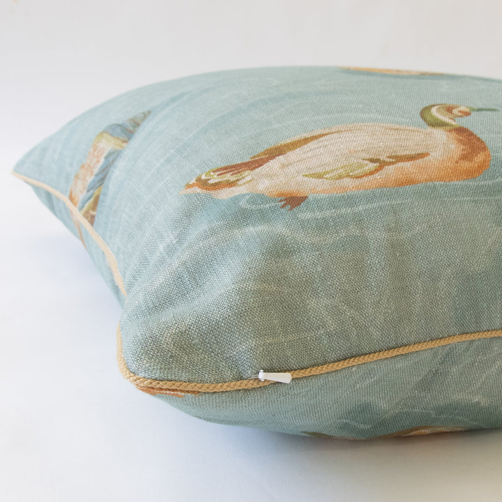 water duck pond custom pillow with contrast cording