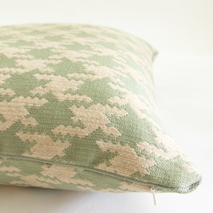 milton textiles grand houndstooth celadon aqua geometric pillow