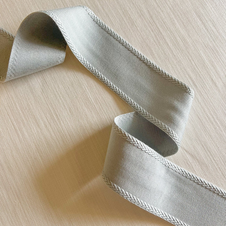 pale blue tape trim for ivory foam bolster
