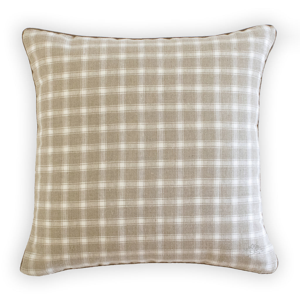 schumacher crawford linen check flax bolster
