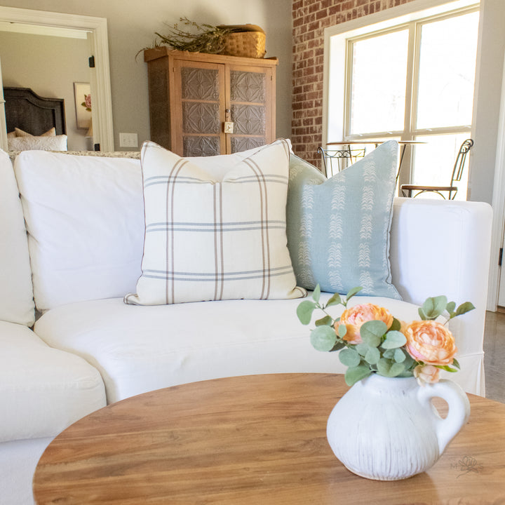 Neutral Brown Plaid Stripe Pillow