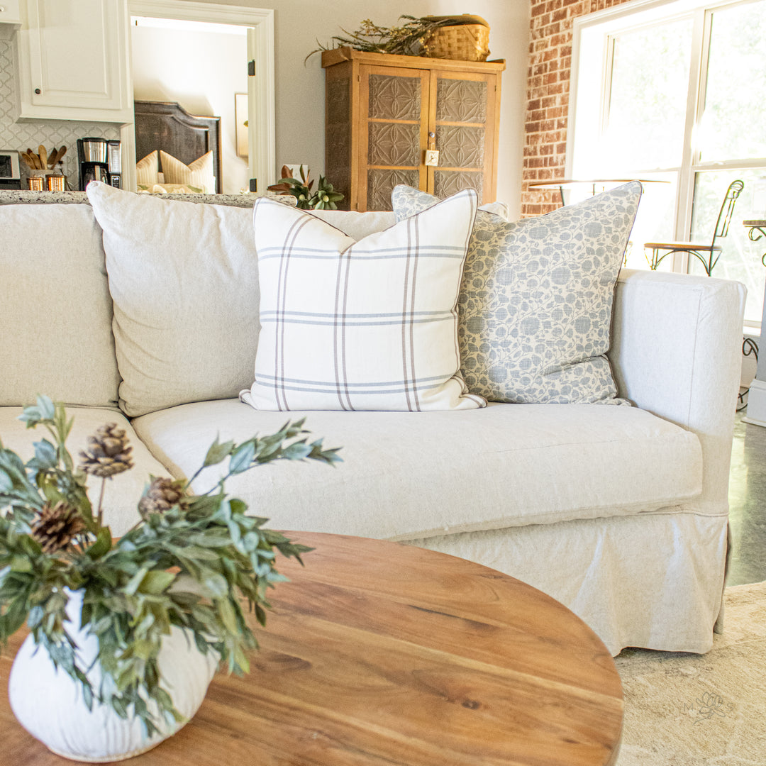 Neutral Brown Plaid Stripe Pillow