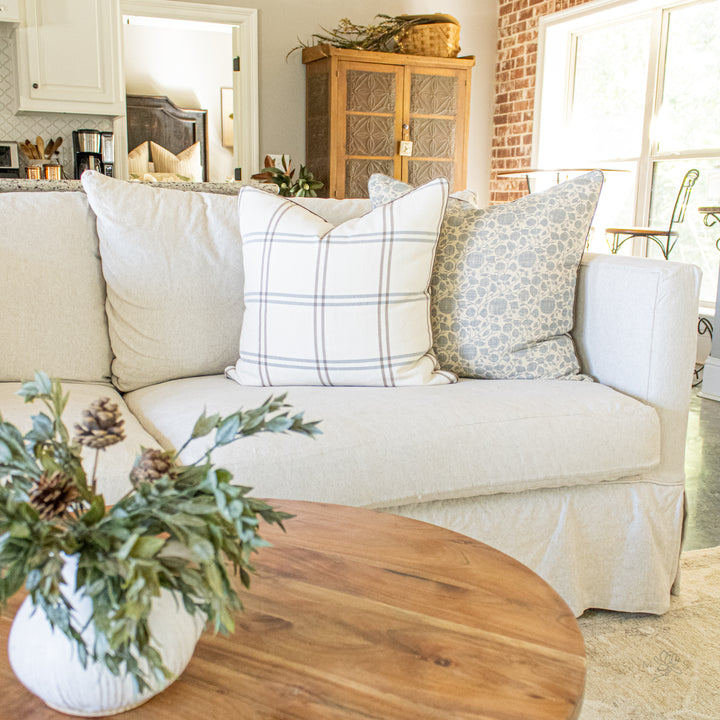 Neutral Brown Plaid Stripe Pillow