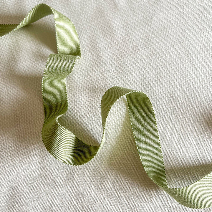 Custom Designer Mitered Pear Green Trim Solid White Pillow